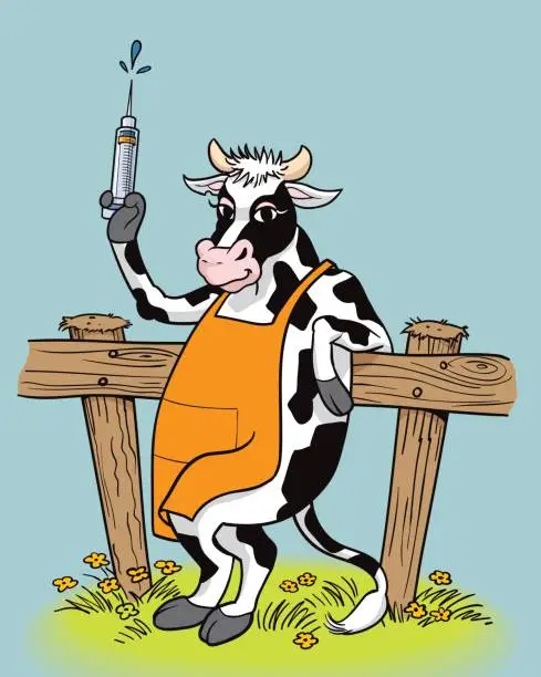 Vector illustration of Immunized Cow