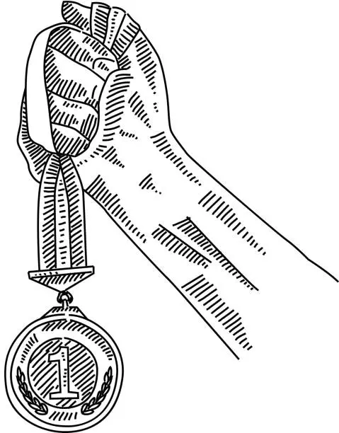 Vector illustration of Gold medal Drawing