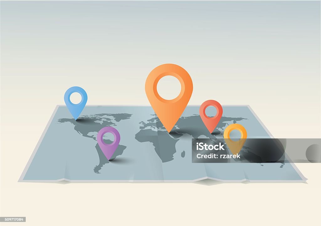 Vector Illustration World Map With Pointers Stock Illustration ...