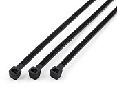 self-locked plastic zip cable ties black over white background