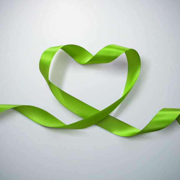 illustrations, cliparts, dessins animés et icônes de vert ruban coeur. - heart shape valentines day love backgrounds