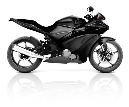 3D Image of a Black Modern Motorbike