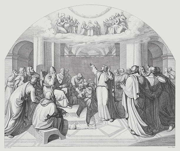 istock Saint Stephen before the High Priests, steel engraving, c. 1860 509723386