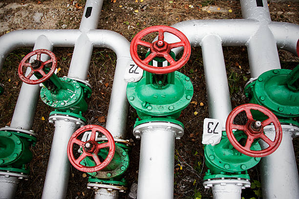 istock Oil and gas pipe line valves 509724844