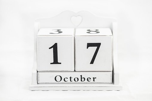 calendar october number cube white