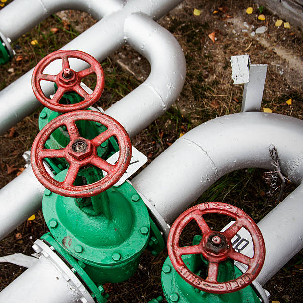 istock Oil and gas pipe line valves 509725182