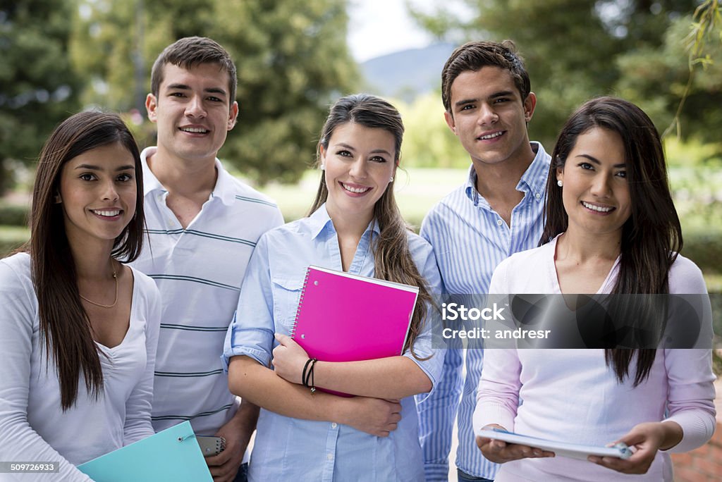 Group of college students Happy group of college students smiling 20-29 Years Stock Photo