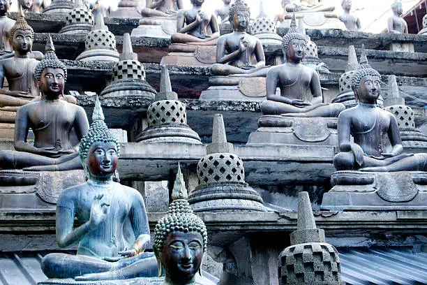 Several posture of Buddha statuary in Asia