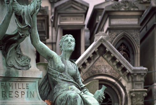 Statue on the Père Lachaise cemetery, Paris, France