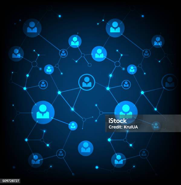 Network Concept Social Media Stock Illustration - Download Image Now - Circle, Data, Digitally Generated Image