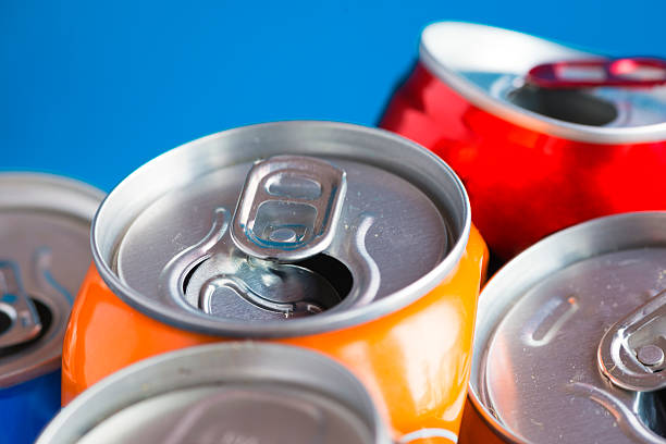 Colorful Aluminum can, recycled doses stock photo