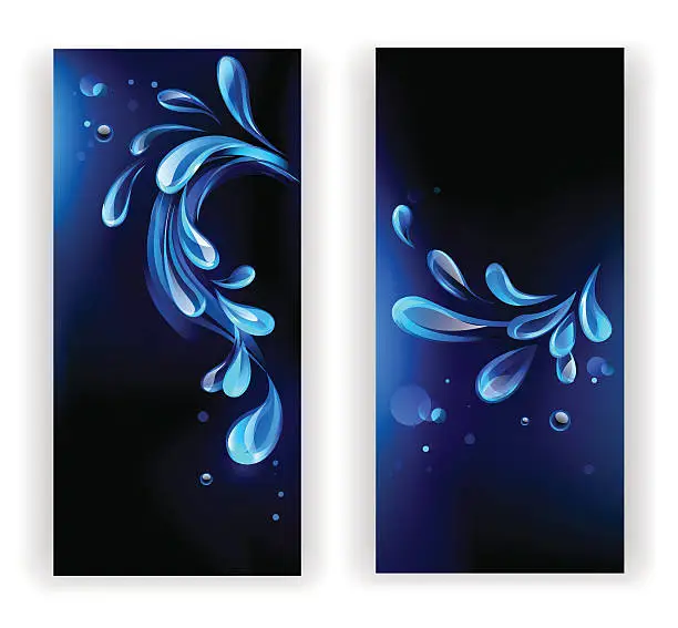 Vector illustration of banners with blue drops