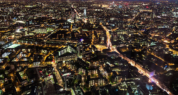 istock Aerial Panoramic view of London illuminated at night 509731850