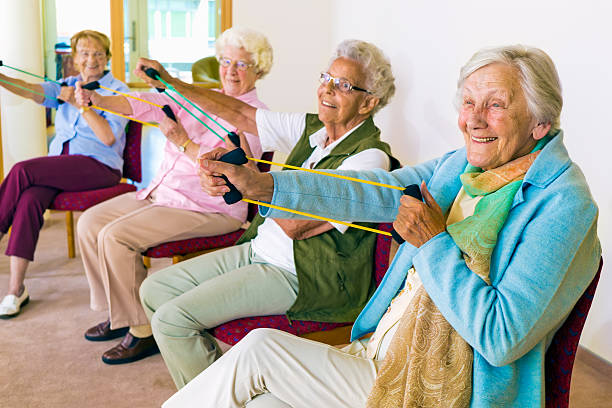 istock Cheerful senior women exercising their arms. 509731976