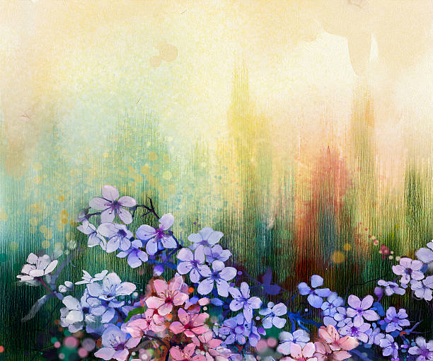 istock Watercolor Painting Cherry blossoms, Japanese cherry, Pink Sakura floral 509732286