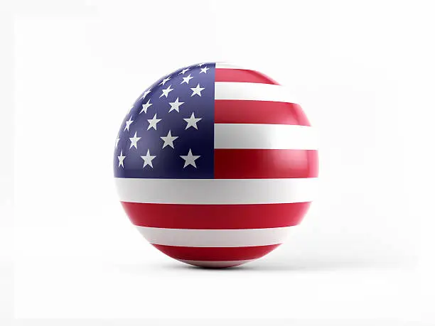 Photo of 3D Ball with US flag on white background