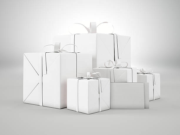 istock Set of blank gift boxes Of various sizes with ribbon 509734116
