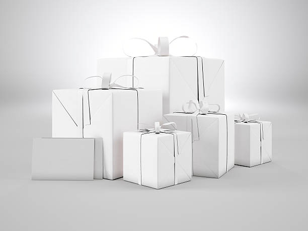 istock Set of blank gift boxes Of various sizes with ribbon 509734180