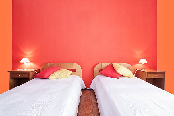 istock Decorative bedroom with shades. Red color. 509736396