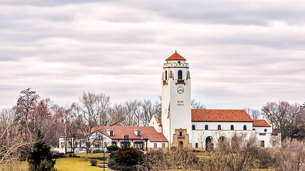 istock White stucco building in a city park 509736682