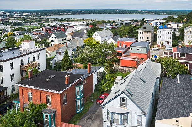 портленд район - residential district community small town america maine стоковые фото и изображения