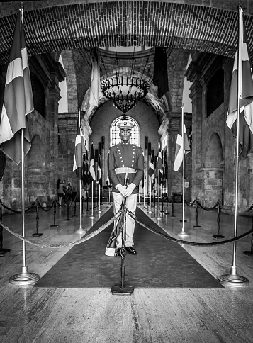 Santo Domingo, Dominican Republic - November 20, 2014: Unidentified soldier on duty at National Pantheon in Santo Domingo, Dominican Republic.