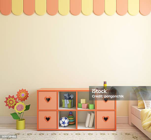 Interior Of Playroom 3d Rendering Stock Photo - Download Image Now - Indoors, Nursery - Bedroom, Apartment