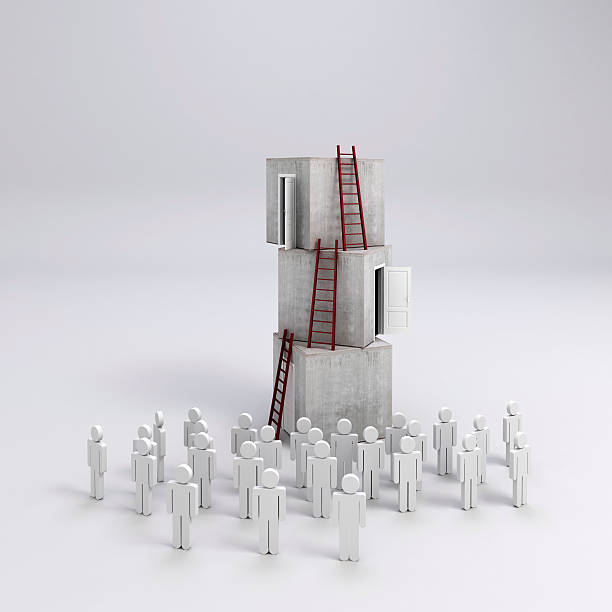 istock 3d boxes with doors and ladders, concept for business success 509754047