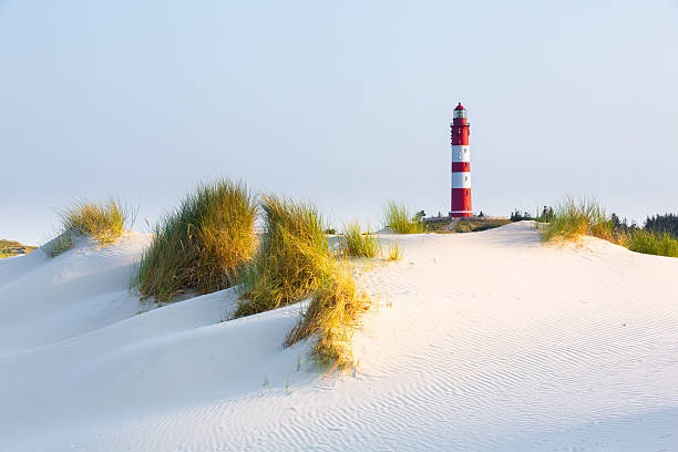 lighthouse on a dune - duitse noordzeekust stockfoto's en -beelden