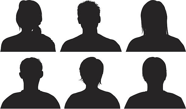 Head Silhouettes Half people silhouettes. portrait silhouettes stock illustrations