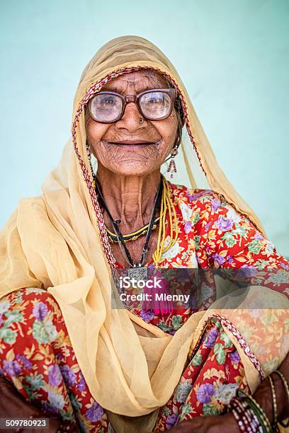 Smiling Senior Indian Woman Real People Portrait Stock Photo - Download Image Now - India, Women, One Woman Only