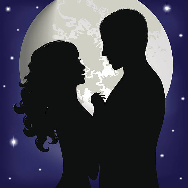 istock Couple in love on background of moon 509781983