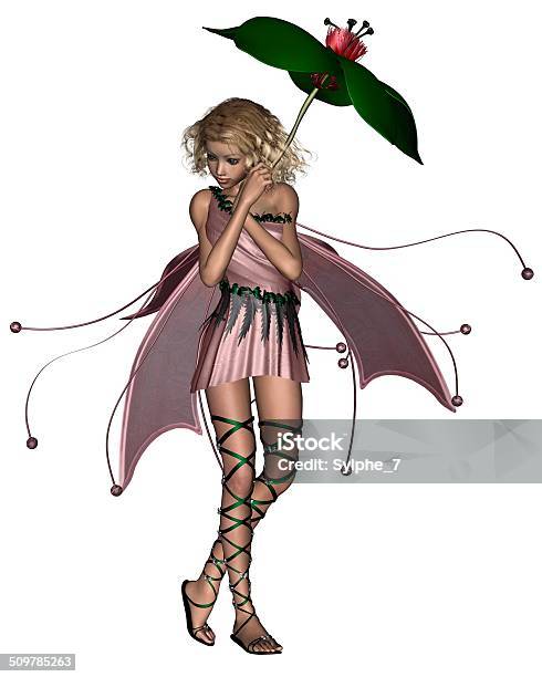 Pink Umbrella Fairy Stock Photo - Download Image Now - Animal Body Part, Animal Wing, Blond Hair