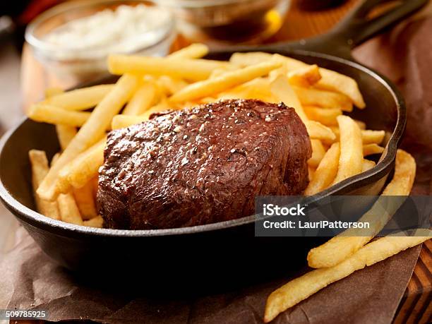 Steak And Fries Stock Photo - Download Image Now - Barbecue - Meal, Beef, Butter