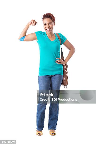 Happy African American Woman Flexing Muscled After Donating Blood Stock Photo - Download Image Now