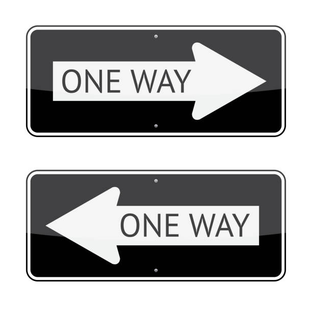 знак в один конец - one way road sign street single object stock illustrations