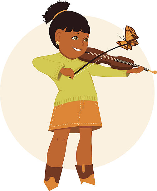 музыка урок - latin american and hispanic ethnicity child violin music stock illustrations