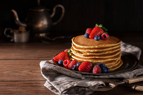 Fresh Berry Pancakes stock photo