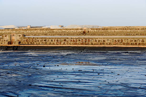 Salt works-artificial pond for water evaporation-black plastic bottom. By the E.shore on the S.section of the c.100 km2-102 ms.below sea level-160 ms.deep Lake Afrera. Administr.-Afar region-Ethiopia.