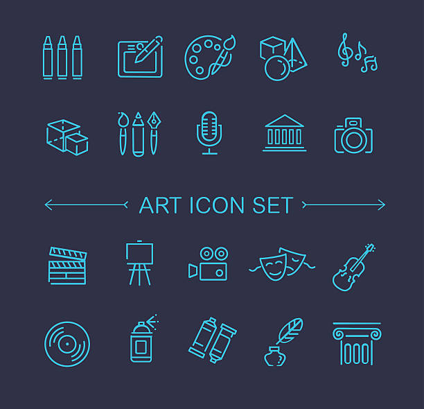 ilustraciones, imágenes clip art, dibujos animados e iconos de stock de icono de arte - wallpaper brush video