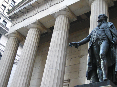 Statue of George Washington outside Federal Hall in New York