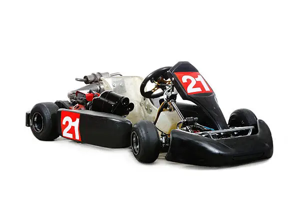 A go-kart with number 21 isolated on white.