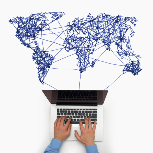 istock businessmen working on laptop connected to the world 509795518