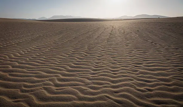 Sand patterns on the Nature reserve, Park Natural, Corralejo, Fuerteventura, Canary Islands, Spain.