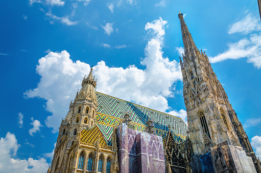 Amazing colorful St. Stephen's Cathedral  the mother church of the Roman Catholic Archdiocese of Vienna and the seat of the Archbishop of Vienna