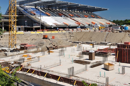 A urban sports stadium under construction.