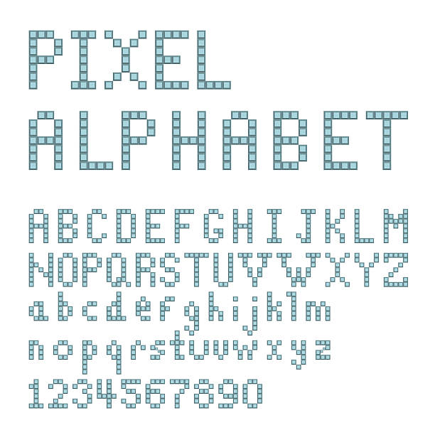 Alphabet set in pixel art style. vector art illustration