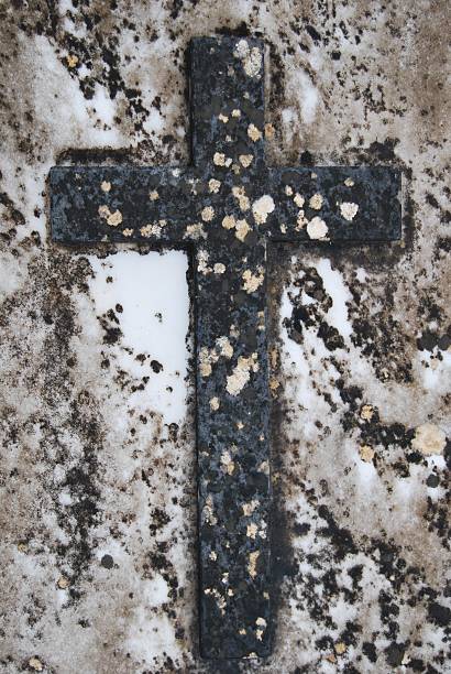 istock Rusted Cross made of stone 509803343