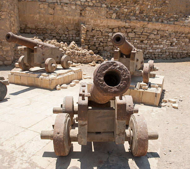 istock Old cannons at a roman fort 509804423