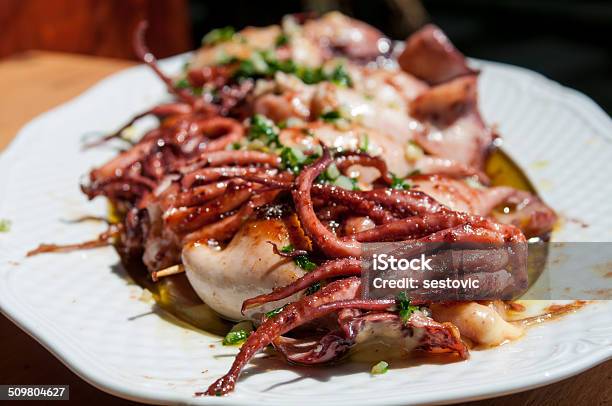 Grilled Squid Stock Photo - Download Image Now - Cuttlefish, Calamari, Dinner